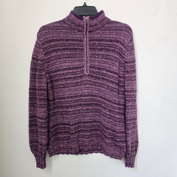 Vintage Woolrich Pullover 1/4‎ Zip Sweater Grape Heather Purple Sz Large Wool - Picture 1 of 13